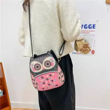 Маленькая сумка с рисунком 2024 года, новая японская милая девушка Xiaohongshu в том же иностранном стиле, через плечо, маленькая круглая сумка из искусственной кожи зелёный