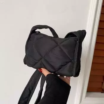 Маленькая сумка с вышивкой ромбами для женщин 2024 года, новая модная иностранная текстура, универсальная маленькая квадратная сумка, нишевая модная сумка через плечо на весну и лето белый