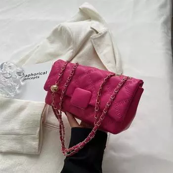 Маленькая сумка с вышивкой ромбами, женская, весна 2024 года, новая популярная универсальная сумка-мессенджер с цепочкой, взрыв знаменитостей в Интернете, маленькая квадратная сумка белый