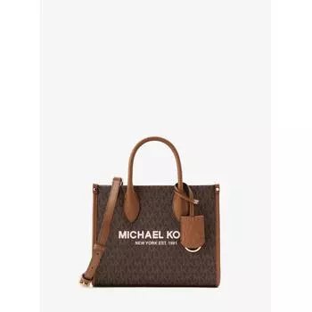Маленькая сумка-шоппер через плечо MICHAEL KORS MIRELLA на молнии MK Signature 35F2G7ZC5B200 Коричневый