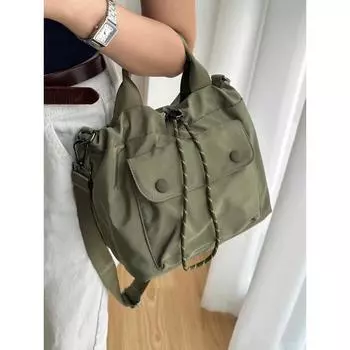 Маленькая сумка-тоут, легкая переносная сумка, повседневная универсальная сумка-ведро на одно плечо с косым креплением, сумка для поездок на работу в условиях нейтрального ветра Tide зелёный