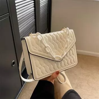 Маленькая сумка в стиле ретро с повседневным рисунком 2024 года, иностранный стиль, новая простая и модная однотонная сумка на одно плечо, маленькая квадратная женская сумка белый