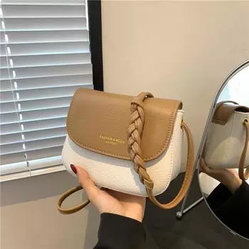 Маленькая сумка в стиле ретро в гонконгском стиле, новая летняя женская сумка 2023 года, сумка через плечо с текстурой через границу и узором личи, сумка через плечо контрастного цвета only bag