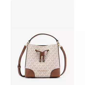 Маленькая сумка-ведро на плечо MICHAEL KORS MERCER MK Signature 35F2GM9M1B150 ваниль со шнурком