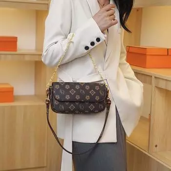 Маленькая сумка во французском стиле с европейским и американским модным принтом, ретро-сумка высокого класса, универсальная, темпераментная, на одно плечо