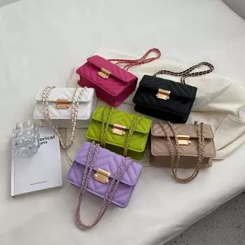 Маленькая сумка женская 2024 популярная новая мода алмазная вышивка нить сумка через плечо цепочка знаменитость Интернет маленькая квадратная сумка белый