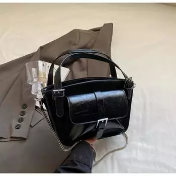 Маленькая сумка женская летняя модная новая нишевый дизайн сумка-мессенджер портативная сумка-ведро чёрный