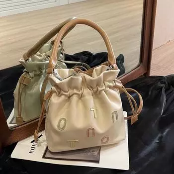 Маленькая сумка Женская плиссированная сумка через плечо Сумка-ведро серебряный