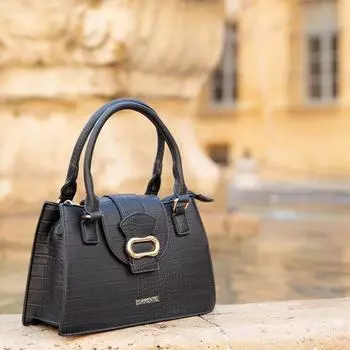 Маленькая сумочка из крокодиловой кожи с ремнем через плечо Женская TORRENTE Petit темно-синий