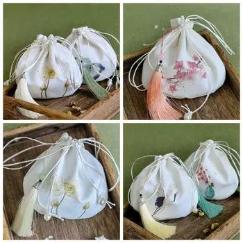 Маленькая сумочка с вышивкой, сумка на шнурке, сумка для конфет, тканевая сумка для хранения, холщовая сумка в китайском стиле для вечеринки E