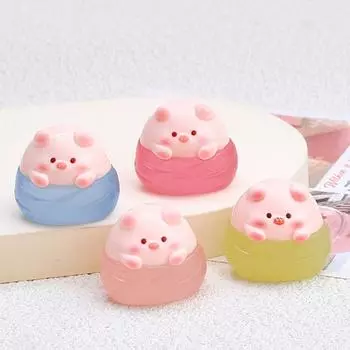 Маленькая светящаяся свинья Zongzi смоляные аксессуары DIY ювелирные изделия мультяшный кремовый клей аксессуары креативные светящиеся украшения A4