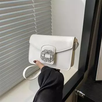 Маленькая свежая и фактурная сумка через плечо, сумка в иностранном стиле, летняя новая модная сумка подмышкой 2024 года, персонализированная сумка-мессенджер с ярким ромбом чёрный