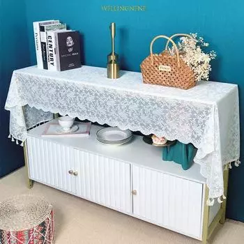 Маленькая свежая кружевная кисточка для ТВ-шкафа, ткань для дивана, полотенце, обеденная скатерть, украшение для журнального столика, дорожка для стола 40x60cm белый