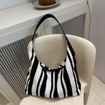 Маленькая свежая полосатая сумка-тоут, персонализированный простой женский рюкзак, корейская версия, трендовая сумка через плечо большой вместимости