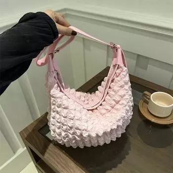 Маленькая свежая пузырчатая сумка женская мягкая плиссированная сумка подмышкой для девочек модная трендовая сумка через плечо корейская версия простая сумка жёлтый