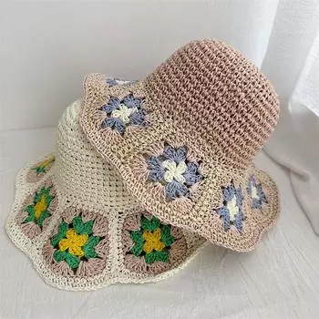 Маленькая свежая соломенная шляпа ручной работы, солнцезащитная шляпа для пляжа, женская дышащая солнцезащитная шляпа, летняя литературная шляпа для бассейна, шляпа от солнца Adjustable бежевый