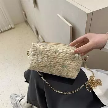 Маленькая свежая сумка-цепочка, сумка из соломенного кружева, большая космическая сумка для отпуска 2024 года, новая модная универсальная модная сумка-мессенджер