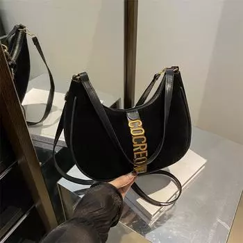 Маленькая свежая сумка подмышкой, осенняя простая текстура, сумка-пельмень, нишевая, высокая стоимость, ретро-сумка через плечо в виде полумесяца серый