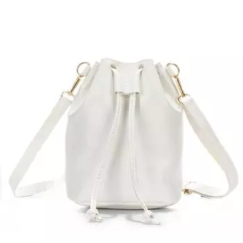 Маленькая свежая сумка-ведро на кулиске 2025 сумка-мессенджер женская модная повседневная сумка для телефона и мелочи белый