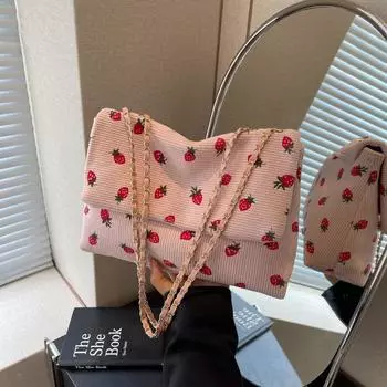 Маленькая свежая женская сумка 2024 года, новая модная простая повседневная персонализированная модная сумка через плечо, универсальная сумка-мессенджер из ткани с цепочкой чёрный