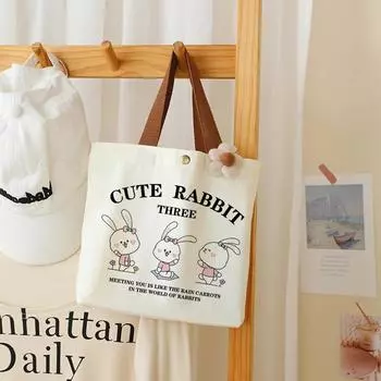 Маленькая универсальная сумка, милая мультяшная мини-холщовая сумка, женская студенческая сумка-ланч-бокс, простая сумка-тоут, офисная сумка для ланча as the picture