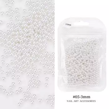 Маленькая упаковка Жемчуг для нейл-арта Разноразмерный Маленький жемчуг Круглый жемчуг Ювелирные изделия для нейл-арта Акцент Полный круглый жемчуг Непористый