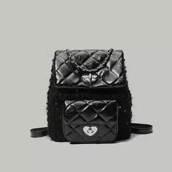 Маленькая весенне-летняя сумка с цепочкой из ромбовидной сетки, высококачественный рюкзак Sense, модные сумки чёрный