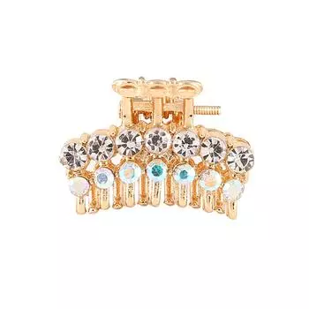 Маленькая заколка для волос из сплава с гальваническим покрытием и инкрустацией бриллиантами, заколка для волос, женская модная заколка-зажим One Size золотистый