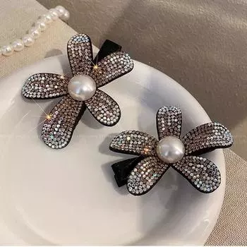 Маленькая заколка для волос со стразами, заколка для волос с цирконовым жемчугом, модная заколка-цветок для волос для девочек style 6