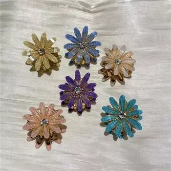 Маленькая заколка для волос в виде цветка маргаритки, симпатичные заколки для волос в виде маргаритки, романтические аксессуары для волос, заколка для челки на бок для девушки, милые заколки для волос бежевый