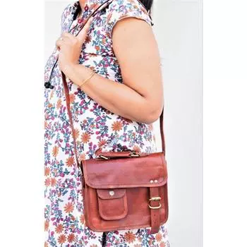 Маленькая женская кожаная сумка, сумка-слинг, сумка в стиле бохо, седельная сумка через плечо, индивидуальная кожаная сумка через плечо, небольшой кожаный подарок на пояс 9 x 3 x 7 in коричневый