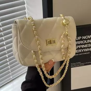 Маленькая женская мини-сумка High-End Texture Diamond Chain Fashion Messenger Mini Bag серебряный