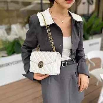 Маленькая женская сумка 2024 года, новая модная сумка через плечо с цепочкой в виде ромба, нишевая универсальная сумка от производителя с прямыми продажами через плечо