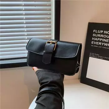 Маленькая женская сумка 2024 года, новая модная и красивая сумка на одно плечо, повседневная, индивидуальная, ретро, маленькая квадратная сумка-мессенджер чёрный