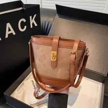 Маленькая женская сумка через плечо для поездок на работу, винтажная сумка-ведро, цветная сумка для мобильного телефона коричневый