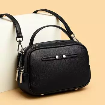 Маленькая женская сумка через плечо, однотонные сумки из коровьей кожи, роскошная женская сумка из натуральной кожи