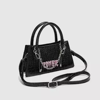 Маленькая женская сумка для поездок на работу, модная, текстурная, универсальная, черная, через плечо, маленькая квадратная сумка