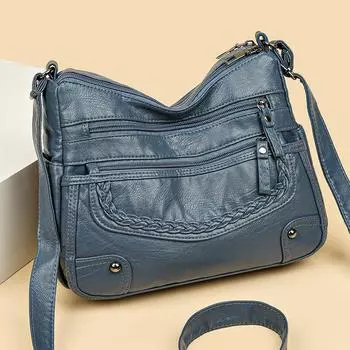 Маленькая женская сумка из мягкой кожи, двухслойная сумка для мамы большой вместимости, сумка через плечо через плечо