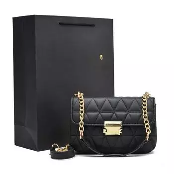 Маленькая женская сумка, модная универсальная фактура, сумка-мессенджер на одно плечо с цепочкой One size чёрный