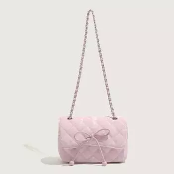 Маленькая женская сумка на цепочке с бантом, магнитной застежкой, откидным верхом, через плечо, новая модная