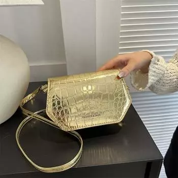 Маленькая женская сумка осень 2024 года, новая корейская версия, модная сумка через плечо, простая повседневная сумка-мессенджер в иностранном стиле, маленькая квадратная сумка серебряный