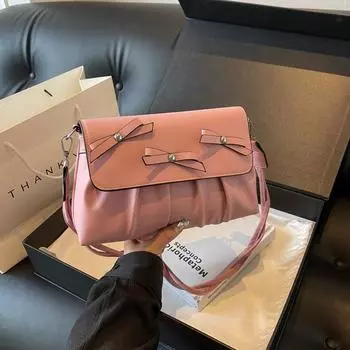 Маленькая женская сумка с бантом, модная маленькая квадратная сумка, текстурированная сумка через плечо из искусственной кожи, универсальная сумка-мессенджер серебряный