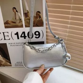 Маленькая женская сумка с буквами в иностранном стиле 2024 года, новая летняя модная сумка-мессенджер на одно плечо с фактурной текстурой, сумка под мышкой, прилив чёрный