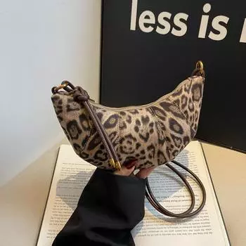 Маленькая женская сумка с леопардовым принтом в стиле ретро, новая универсальная сумка через плечо, суперпопулярная сумка-пельмень на одно плечо
