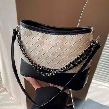 Маленькая женская сумка с вышивкой нитками Lingge, новинка 2024 года, летняя популярная популярная сумка через плечо с цепочкой, модная сумка-ведро на одно плечо