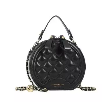 Маленькая женская сумка с вышивкой ромбами 2024 года пользуется популярностью в этом году, новая универсальная сумка-мессенджер, модная сумка, маленькая круглая сумка чёрный