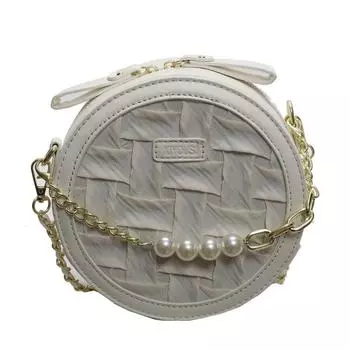 Маленькая женская сумка с жемчужной цепочкой 2024 года, популярная новая универсальная плетеная сумка-мессенджер, модная маленькая круглая сумка через плечо чёрный