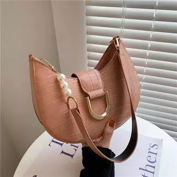 Маленькая женская сумка в иностранном стиле 2024 года, новая осенняя сумка через плечо с текстурой под мышкой, модная повседневная сумка-мессенджер для женщин белый