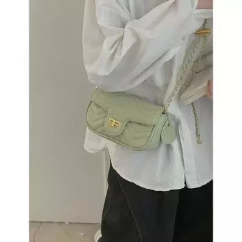 Маленькая женская сумка в стиле аромата, летняя новая стильная маленькая свежая зеленая сумка с бриллиантовой цепочкой, модная и универсальная маленькая квадратная женская сумка