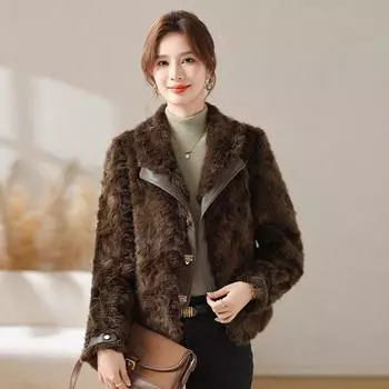Маленькая зимняя одежда для мам, высококачественное пальто из искусственного меха для женщин среднего возраста, осенне-зимняя мода, норковая бархатная шуба XL
